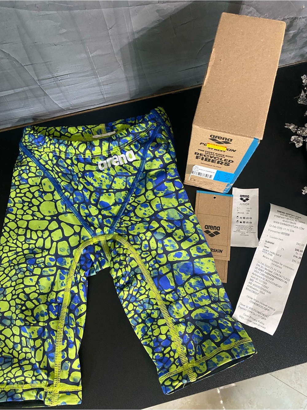 Arena Boys' Lime Green & Royal Blue Swim Jammer
